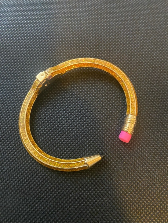 Betsey Johnson Jewelry - Betsey Johnson Gold Pencil-Style Bangle Bracelet with Pink Accent